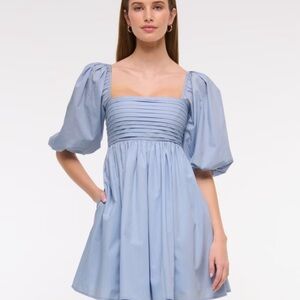 Abercrombie & Fitch Light Blue Puff Sleeve Mini Dress